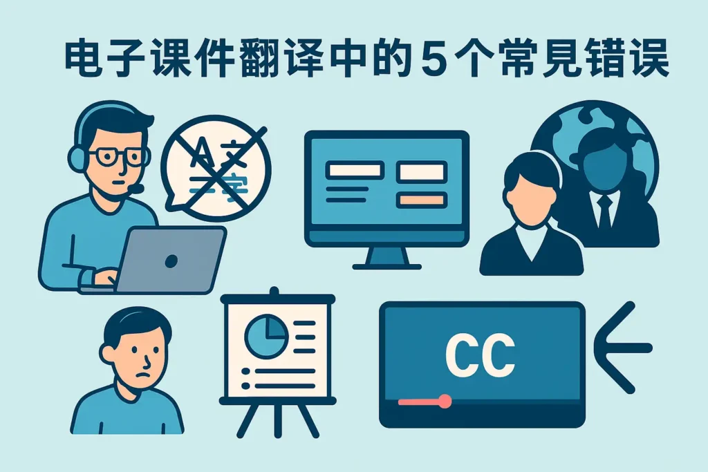 本文总结了电子课件翻译的
最常见的 5 个错误，并提供专业解决方案，帮助您确保课件精准、流畅、符合目标市场需求。