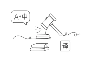 ChatGPT Image 2025年12月9日 11_46_19 判决书翻译示意图:展示法院文件、法槌与 A→中 翻译箭头,强调法律文件翻译需确保术语统一、版式对应与 NAATI 认证。